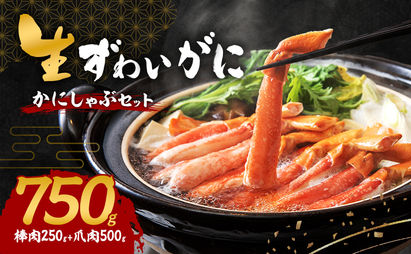 かにしゃぶ 生 ズワイガニ 750g (棒肉 250g 爪肉 500g) 詰め合わせ セット 蟹 しゃぶしゃぶ ポーション むき身 冷凍 生ズワイガニ 生蟹 カニ爪 海の幸 魚介 魚介類 海鮮 大阪 大阪府 岸和田市