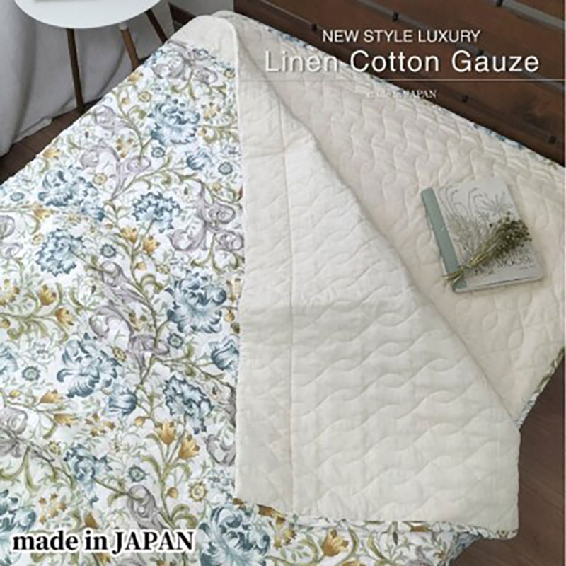 布団セット シングル ブルー 爽やか リネン コットン ガーゼケット ＆ 敷きパッド セット 掛け敷き布団セット ガーゼ 肌掛け布団 夏掛け布団 肌布団 掛け布団 夏 布団 寝具 日本製 大阪府 岸和田市