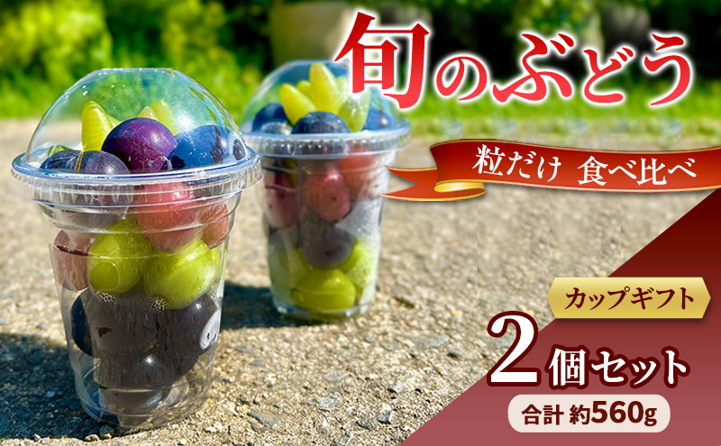旬のぶどう 粒だけ 食べ比べ カップギフト 2個セット 約280g×2カップ 約560g 先行予約 産地直送 国産  ギフト 葡萄 ぶどう フルーツ 果物 数量限定 送料無料 人気 くだもの 期間限定