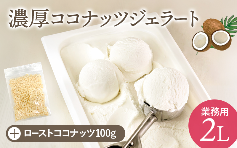 【卵、香料不使用】濃厚ココナッツジェラート業務用２Ｌ入りとローストココナッツのセット / ジェラート アイス アイスクリーム スイーツ デザート 大人数 ココナッツ セット パーティー【jbpy0002】