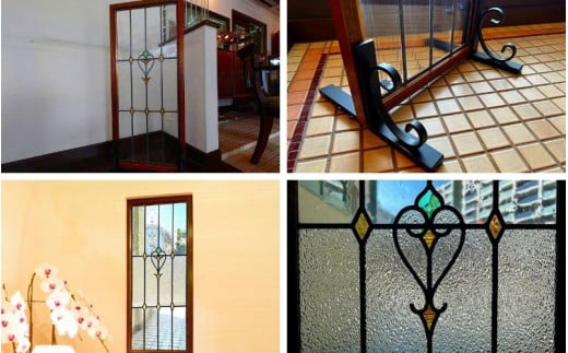 テレビドラマ美術協力店制作 「華麗なる一族」使用デザイン「ステンドグラス衝立」【tmsy0006】