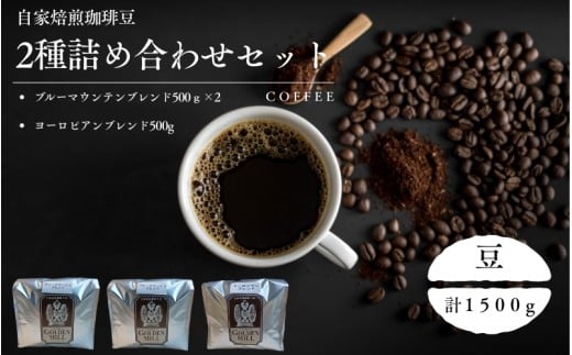 自家焙煎珈琲豆2種詰め合わせセット（合計1500ｇ）　豆【gdml0013】