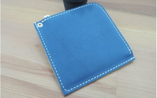 財布 プチウォレット【ブルー】 革 ( 縦約11cm × 横約11cm × 厚さ約1.0cm )【lfco0004-4】