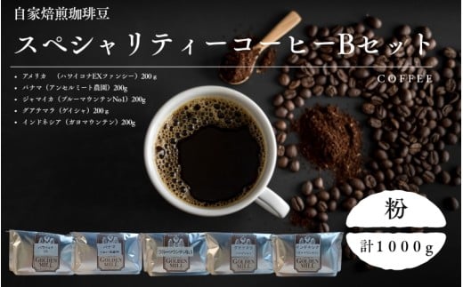 自家焙煎珈琲豆スペシャリティーコーヒーBセット（合計1000ｇ）【粉でお届け】【gdml0022】