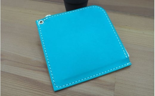 財布 プチウォレット【ターコイズブルー】 革 ( 縦約11cm × 横約11cm × 厚さ約1.0cm )【lfco0004-5】