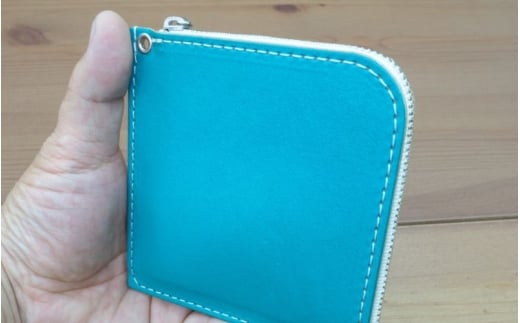 財布 プチウォレット【ターコイズブルー】 革 ( 縦約11cm × 横約11cm × 厚さ約1.0cm )【lfco0004-5】