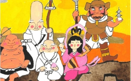 岡本肇 絵画『七福神ー磯辺』 縁起物シリーズ【wami0009】