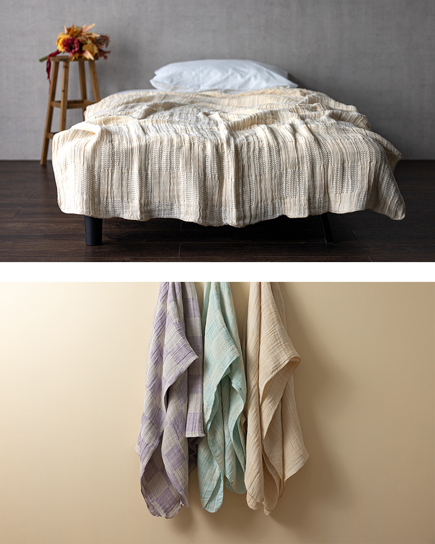 日本製 3重織ガーゼケット リラ 綿麻使用 シングルサイズ 140×190cm リネンコットン｜オールシーズン 快眠 快適 熟睡 睡眠 洗える 洗濯可能 [3690]