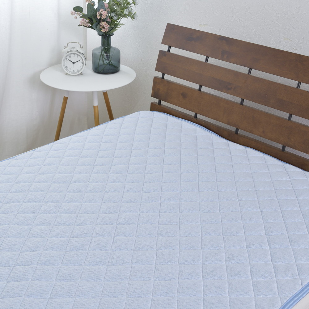【夏の一押し】 接触冷感 タッチクール 敷パッド 1枚 【ダブル】140×205cm ブルー SN-0713PW