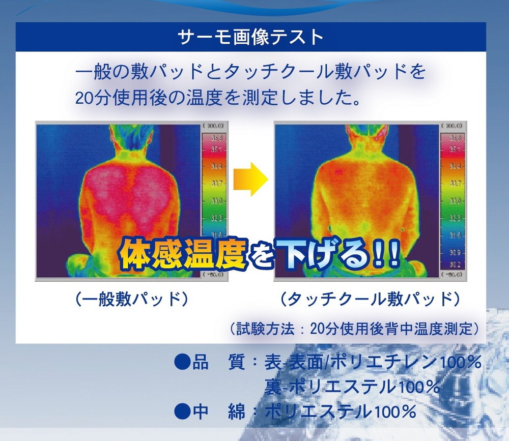 【夏の一押し】 接触冷感 タッチクール 敷パッド 1枚 【ダブル】140×205cm ブルー SN-0713PW