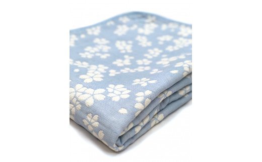 コットンジャカード織 やわらか五重ガーゼケット シングル 約140×190cm ブルー色 FNG009 [4598]