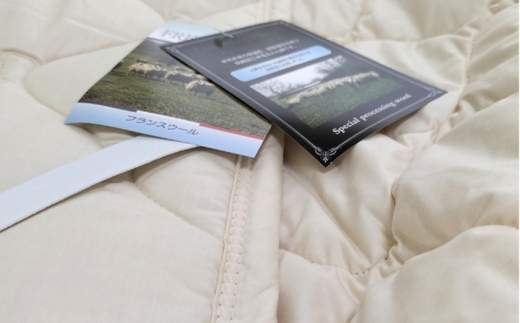 【クィーンサイズ】フランスウール100% 羊毛わたベッドパッド（160×200cm） W100BP-Q ｜ 寝具 睡眠 快適 熟睡 吸湿 ベッド 無地 羊毛 ウール パッド