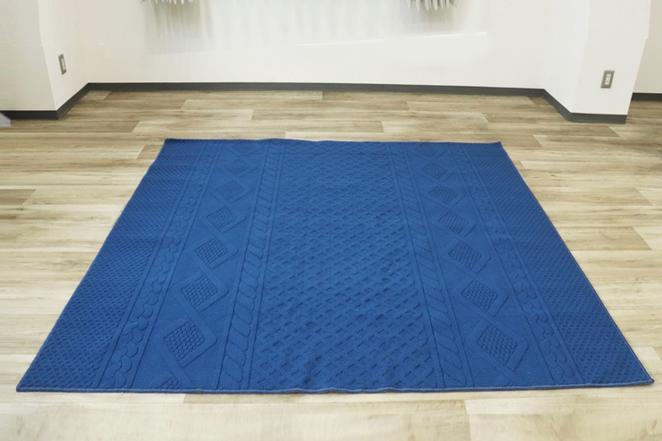 ニット柄ループラグ 190×190 ネイビー NT-9000 [3070]｜抗菌 防ダニ ラグ カーペット オールシーズン インテリア