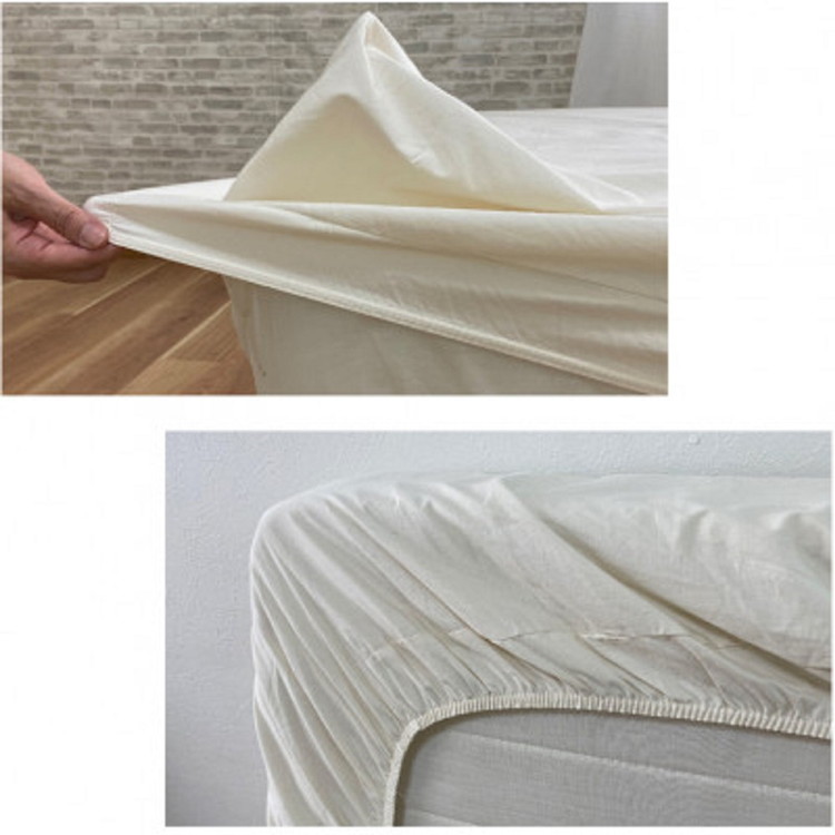 『クイーン』綿100％ブロード　BOXシーツ　キナリ　PUBX-Q