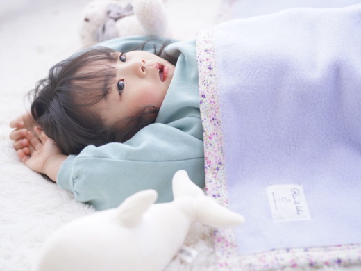 名入れ可 綿100% ベビー毛布(ラベンダー／花) 85×115cm 毛布の町(泉大津市産) N-MM400 [3354]