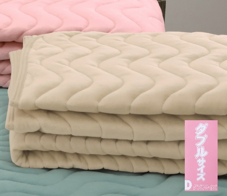 ROMANCE 蓄熱わた入り パイル綿100% 敷きパッド ダブル ベージュ 31359374｜寒さ対策 シンプル 敷パッド 綿100% 蓄熱保温 洗濯可能 [4129]