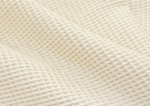三井毛織 洗える シルク 綿 厚手 ワッフル ケット シングル 140x200cm ナチュラルホワイト色 日本製