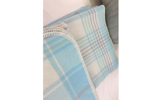 ウール100%毛布 同色2枚「チェック柄 ブルー／シングル」 [0178]