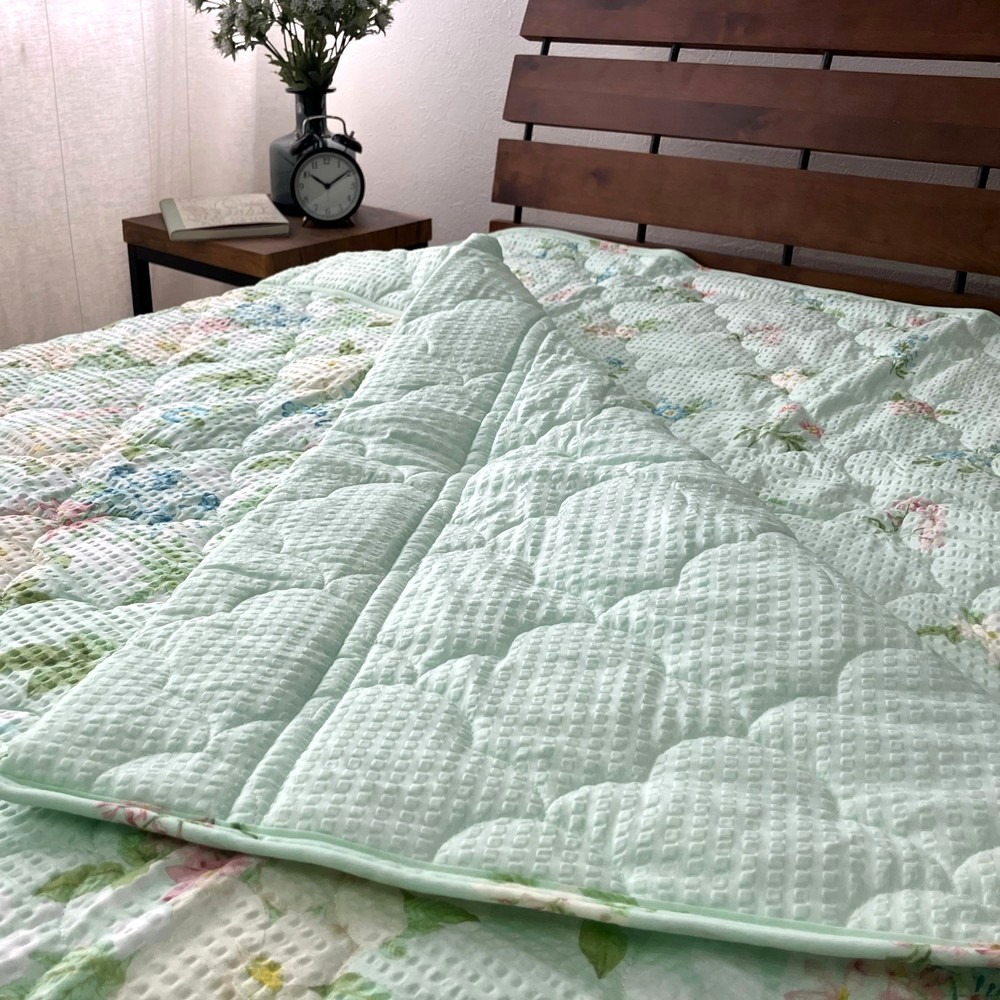 【訳あり 数量限定】さらさら爽やかリップル 肌布団 1枚 【シングル】140×190cm グリーン SH-3731S