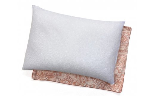 高さ調節簡単 パイプ枕 大(43×63cm)1個 枕カバー ピンク2枚(リーブ柄) [2298]