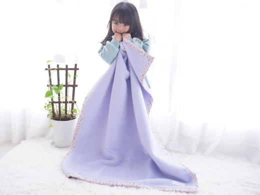 名入れ可 綿100% ベビー毛布(ラベンダー／花) 85×115cm 毛布の町(泉大津市産) N-MM400 [3354]