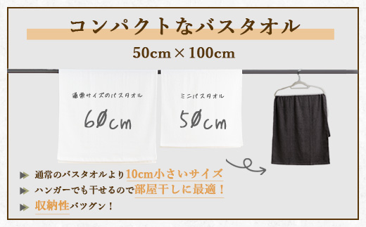 【泉州タオル】部屋干しに最適！ミニバスタオル 3枚セット（同色） ｜ ビッグフェイスタオル コンパクトバスタオル 小さめ バスタオル スマートサイズ ハンガー 干せる 部屋干し 速乾 収納 吸水 髪 日本製 新生活 ※離島への配送不可