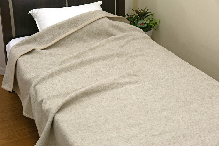 三井毛織 ウールマーク付き 手洗いできる 無染色 ウール毛布 シングル