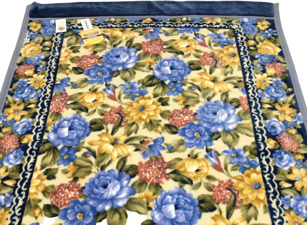 日本製 アクリル マイヤー毛布 シングル ブルー 1枚 (新合繊合わせ毛布 