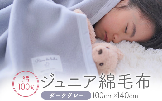 綿100% ジュニア毛布 (ダークグレー) 100×140cm 毛布の町泉大津市産 N-MMJ300 [2465]