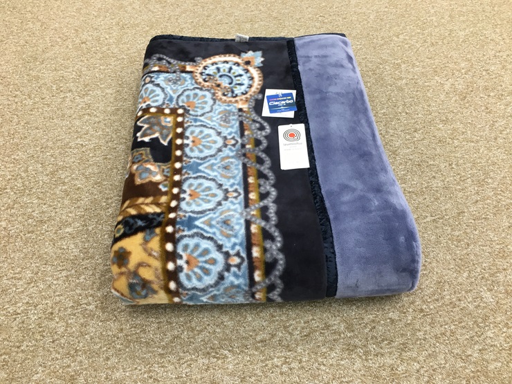日本製 アクリル マイヤー毛布 シングル ブルー 1枚 (新合繊2枚合わせ