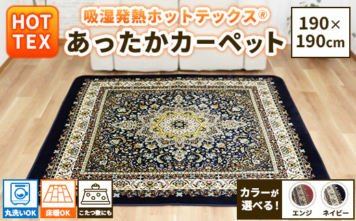 吸湿発熱ホットテックス® あったかカーペット 正方形 190×190cm 1枚 A-34921S