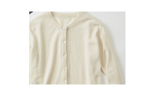 希少ベビーカシミヤ100％ 女性 カーディガン L ホワイト 1枚 20402L WH[0896]