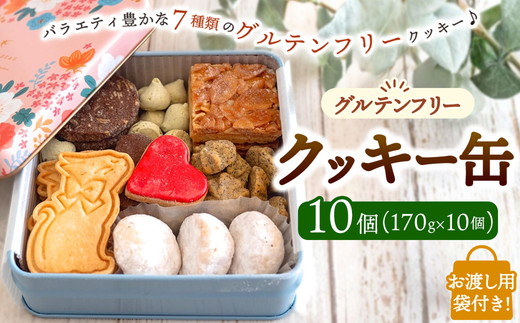 AgCafe グルテンフリー クッキー缶 詰め合わせ セット 【お渡し用袋付き】 （クッキー缶【10個】）