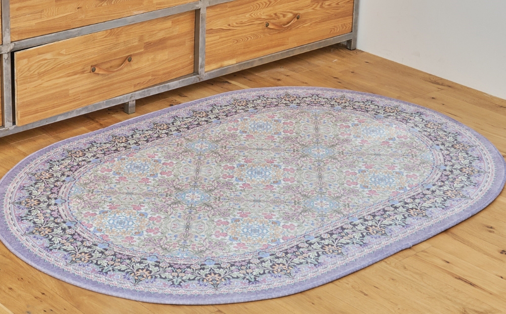 【訳あり 数量限定】ファインペイント カーペット 1枚 【楕円長方形】 130×190cm ラベンダー SH-3703C