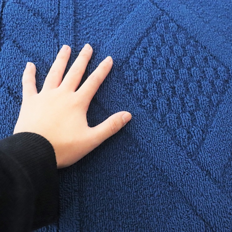 ニット柄ループラグ 190×190 ネイビー NT-9000 [3070]｜抗菌 防ダニ ラグ カーペット オールシーズン インテリア