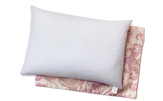 高さ調節簡単 パイプ枕 大(43×63cm)1個 枕カバー ピンク2枚(グラード柄) [2300]