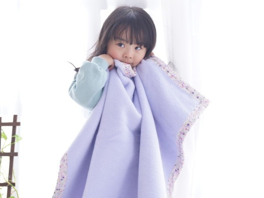 名入れ可 綿100% ベビー毛布(ラベンダー／花) 85×115cm 毛布の町(泉大津市産) N-MM400 [3354]