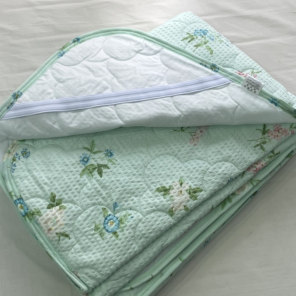 【訳あり 数量限定】さらさら爽やかリップル 敷パッド 1枚 【シングル】100×205cm グリーン SH-3732PS