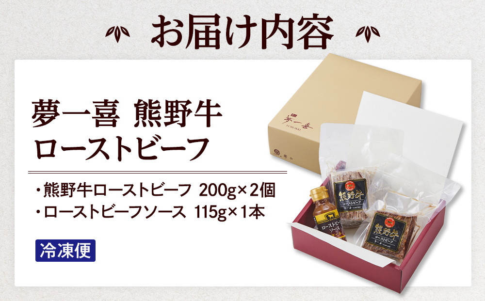 『夢一喜』熊野牛ローストビーフ400g(ソース付)