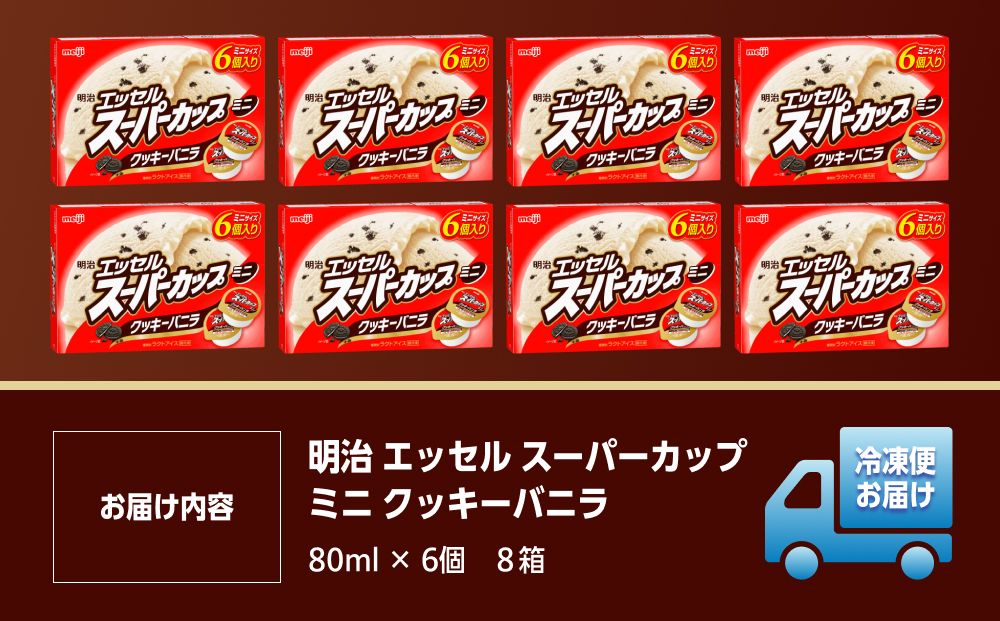 明治 エッセル スーパーカップミニ クッキーバニラ 80ml × 6個　８箱