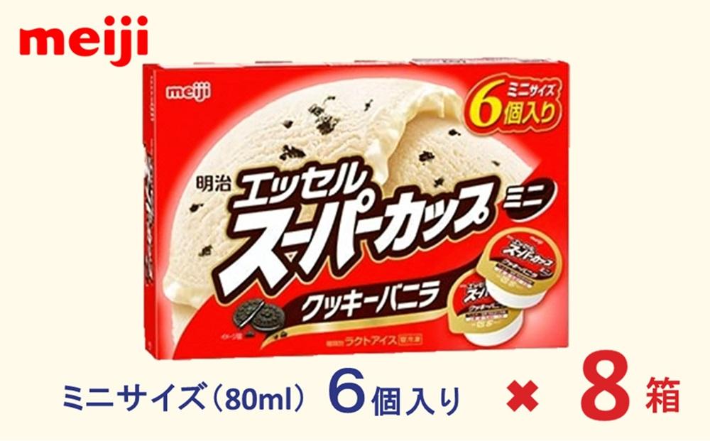 明治 エッセル スーパーカップミニ クッキーバニラ 80ml × 6個　８箱