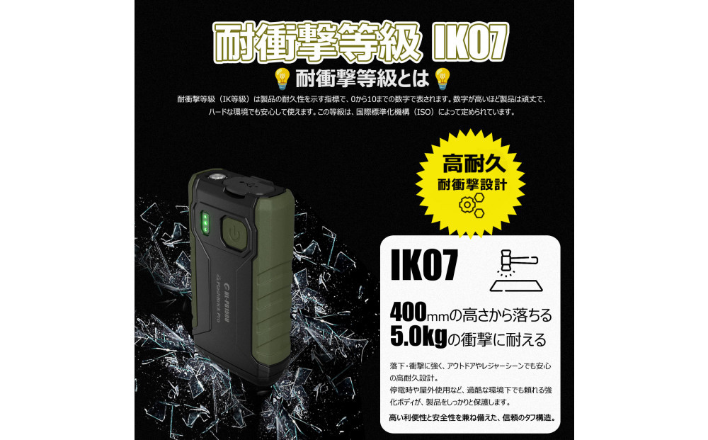 多機能ポータブルバッテリーライト LEDライト付 耐衝撃 HL-PB150U