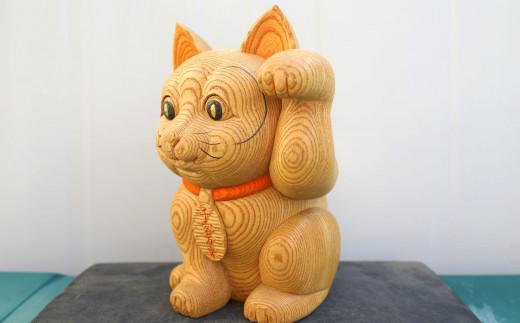 【受注生産】だんじり彫刻師 山本仲伸・作「木彫　招き猫」