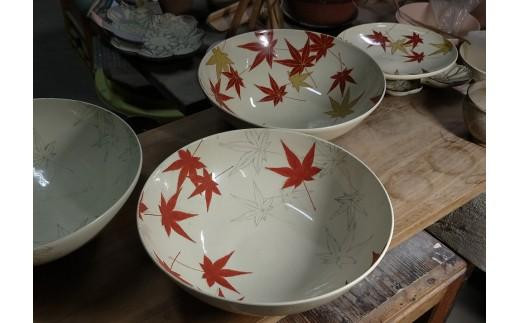 金彩 もみじ紋大鉢【水間焼伏原窯】