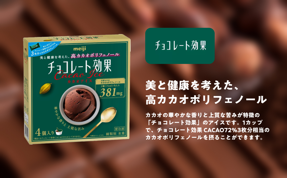 明治 チョコレート効果カカオアイス 75ml×4個　8箱