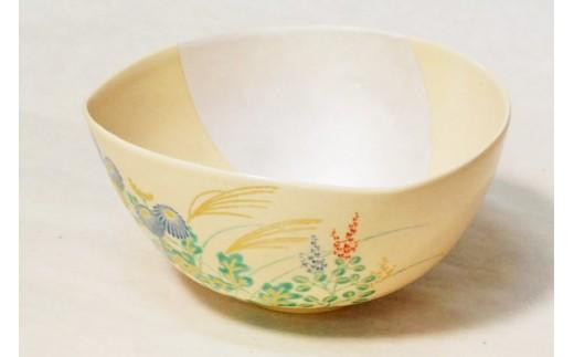 色絵 秋草紋沓形深鉢【水間焼伏原窯】