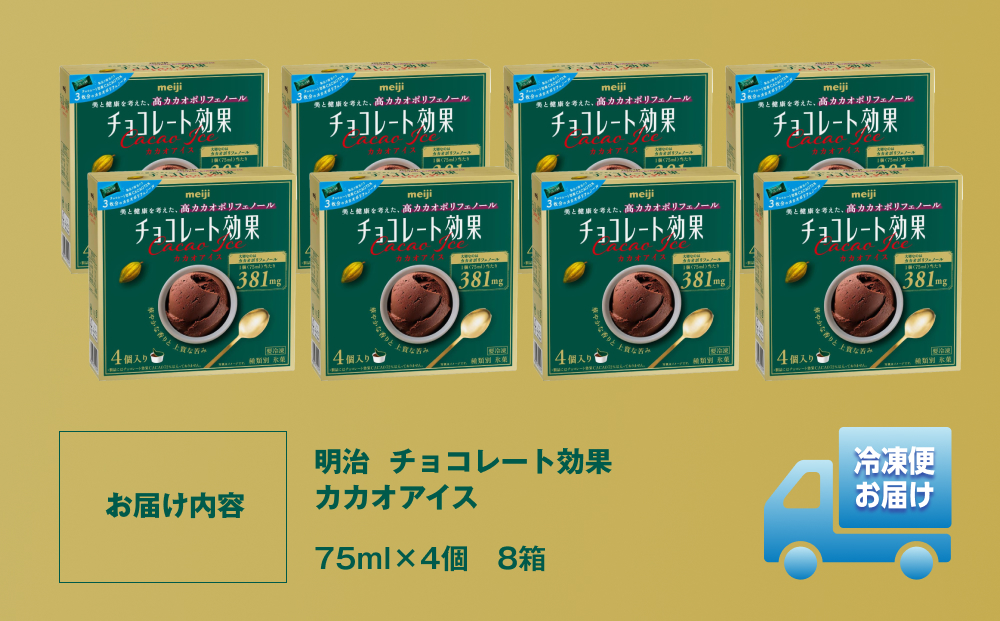 明治 チョコレート効果カカオアイス 75ml×4個　8箱