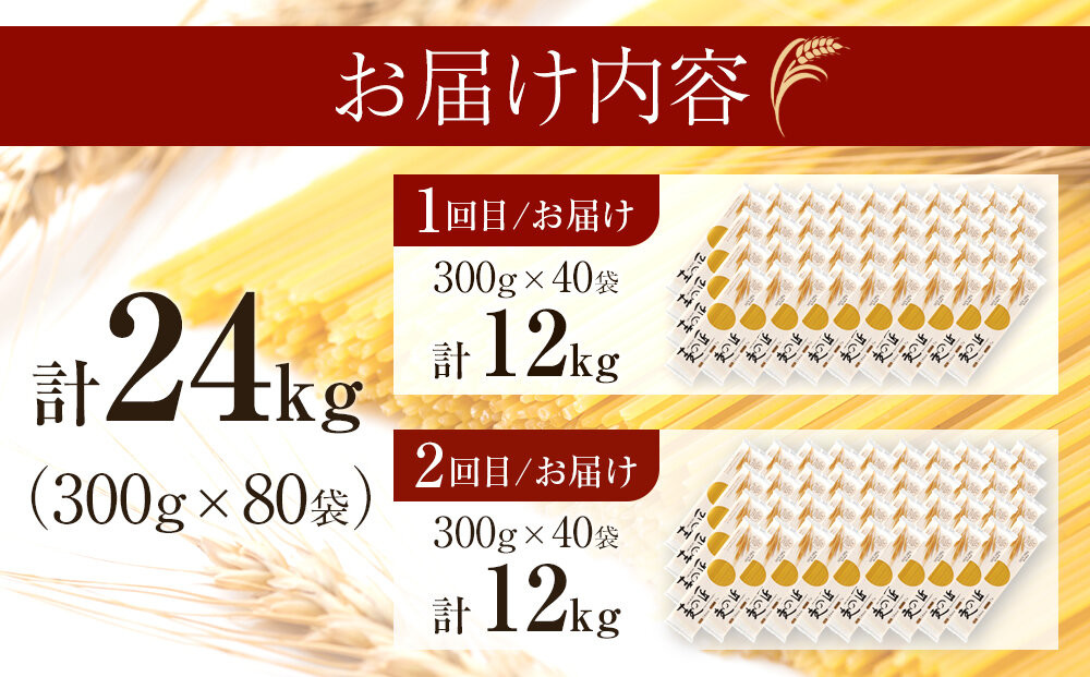 【全2回定期便】「麦の匠」デュラムセモリナ100％スパゲッティ300g×40袋/ パスタ 国産 貝塚産 麺 もちもち 大阪府貝塚市