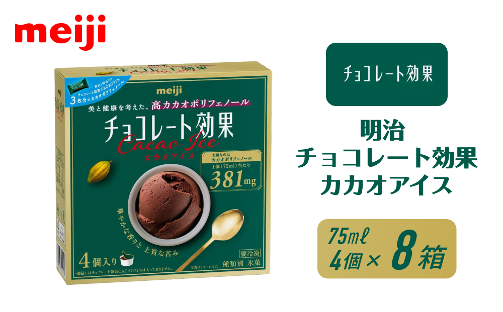 明治 チョコレート効果カカオアイス 75ml×4個　8箱