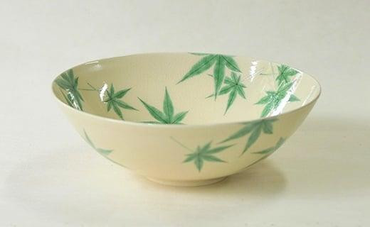 色絵 青もみじ紋大鉢【水間焼伏原窯】